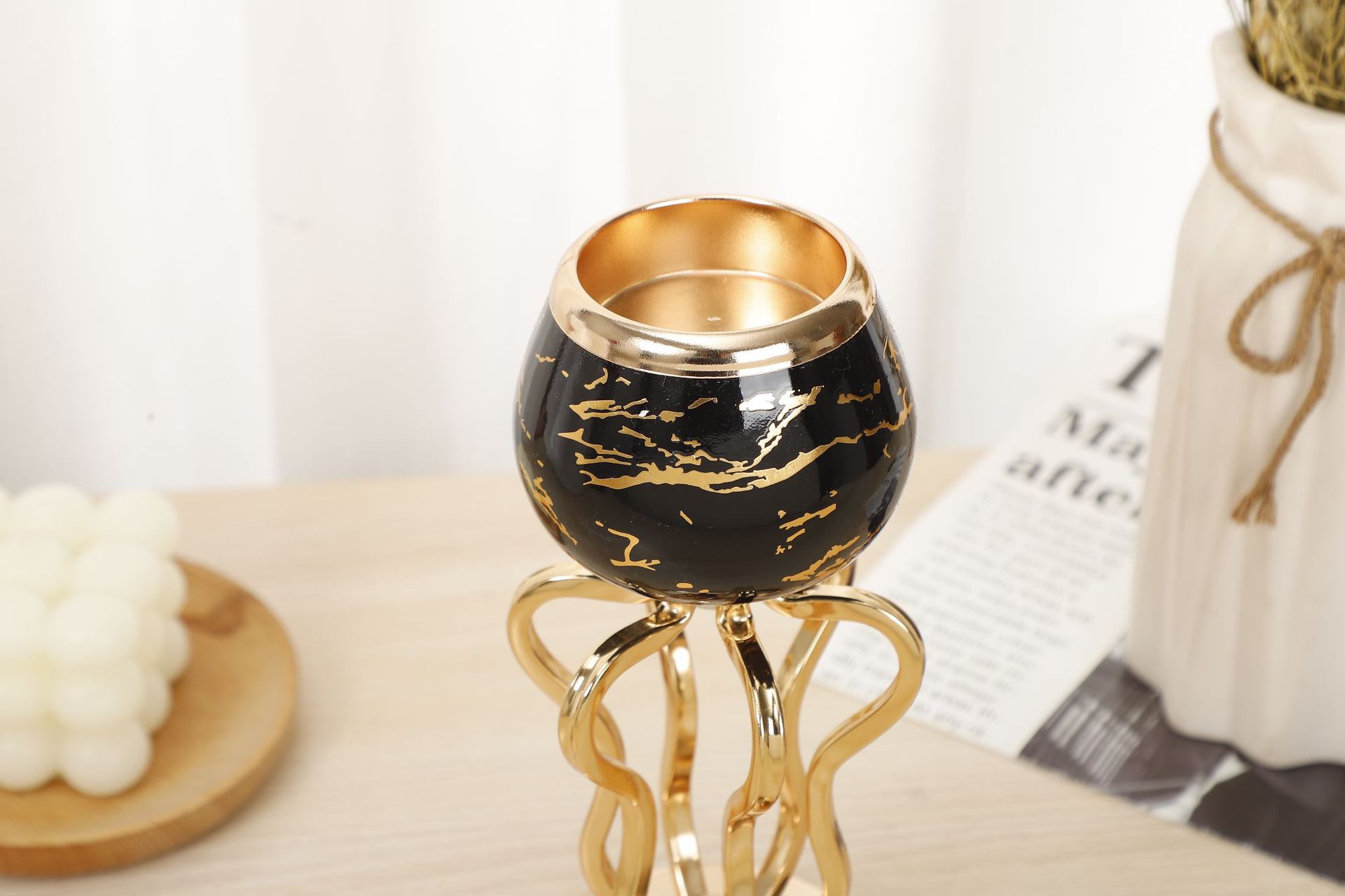 New European retro metal candlestick, creative cup-shaped metal candlestick, home and hotel candlestick decoration pic 2