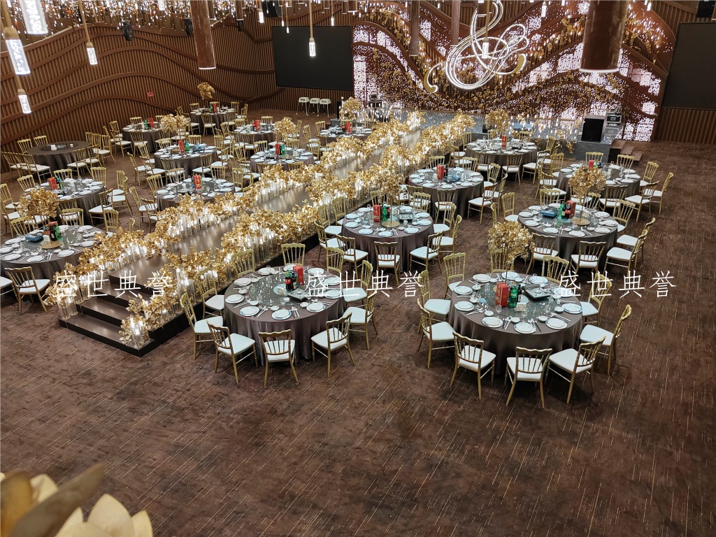 Hangzhou Banquet Center dining tables and chairs Hotel theme wedding bamboo joint chairs, European-style wedding castle chairs, wedding banquet folding chairs pic 27