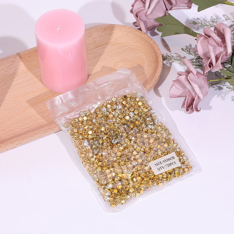 Self-owned brand, brand undetermined, Czech glass oil drip sequin accessories, irregular-shaped single claw hand-sewn golden claw diamond glass jewelry, DIY handcrafted accessories, wholesale in stock pic 3