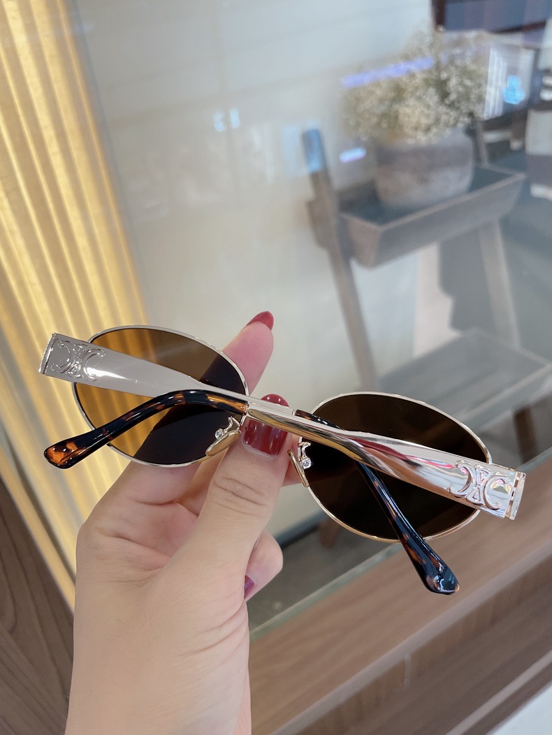 New cat-eye high-definition polarized glasses, oval-shaped personalized metal-framed sunglasses, fashionable and retro sunglasses for female Internet celebrities pic 11