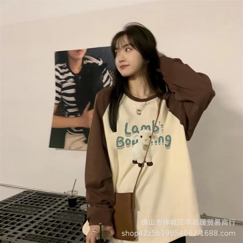 2023春秋新款女装长袖t恤韩版休闲大码女式t恤上衣打底衫外贸批发详情33