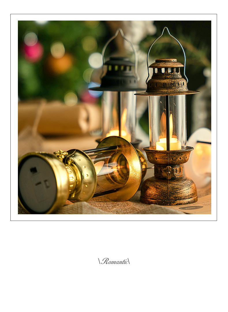 Christmas retro glowing electronic candles, swaying wind lanterns, table ornaments, Halloween oil lanterns, scene decoration and arrangement pic 6