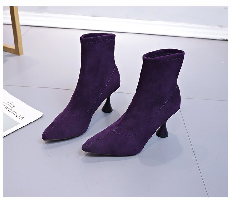 2024春季季新款时尚尖头马丁靴酒杯跟欧美舒适加绒女短靴子批发详情18