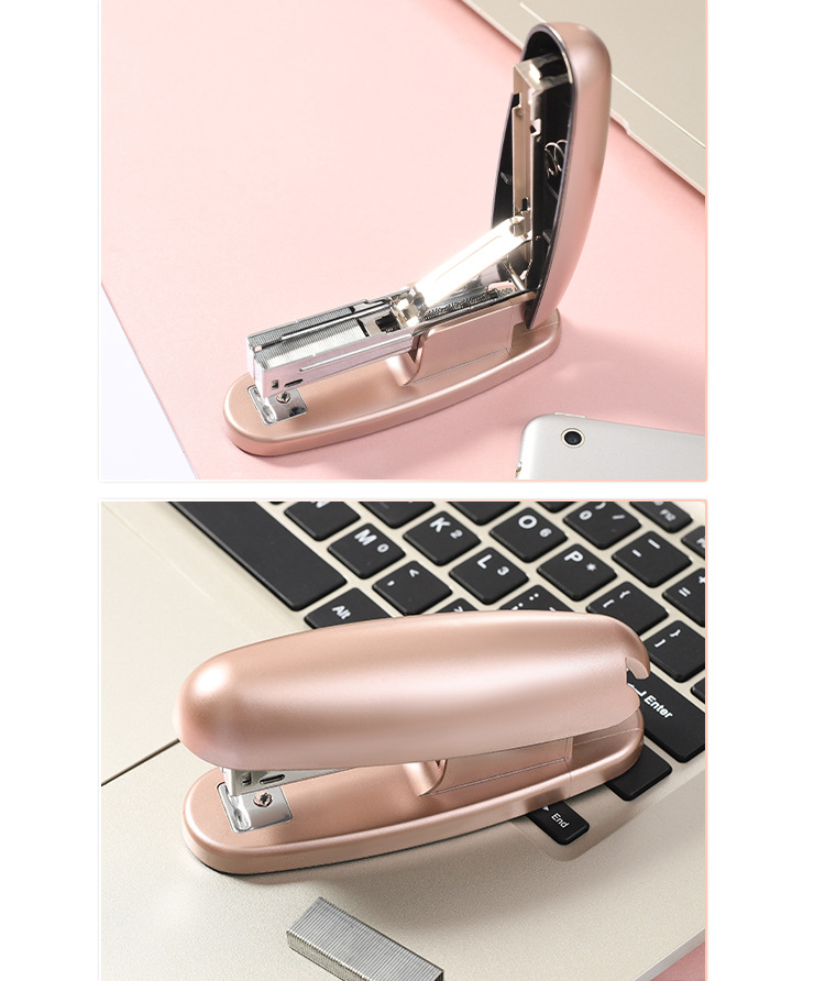 Factory-customized 12 # rose gold stapler, manual labor-saving binding machine, double-hole punching machine and nail lifting machine set pic 5