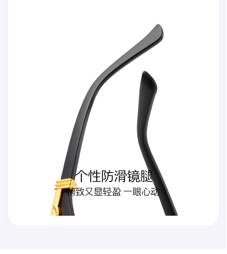 新款时尚复古木纹豹子镜腿墨镜男方框休闲街拍猎豹装饰太阳镜详情8