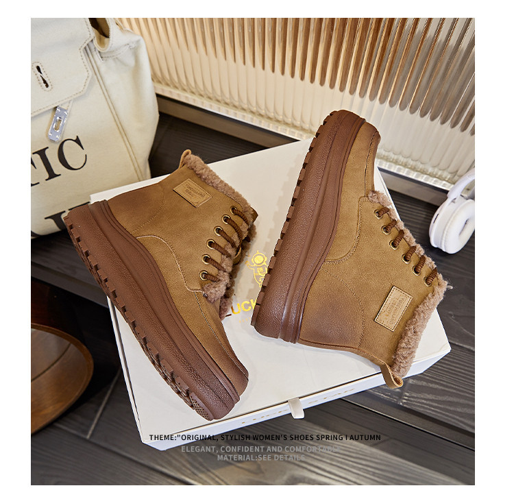 新款厚底雪地靴女2024冬季女士加绒保暖短靴女复古名族风百搭女靴详情37