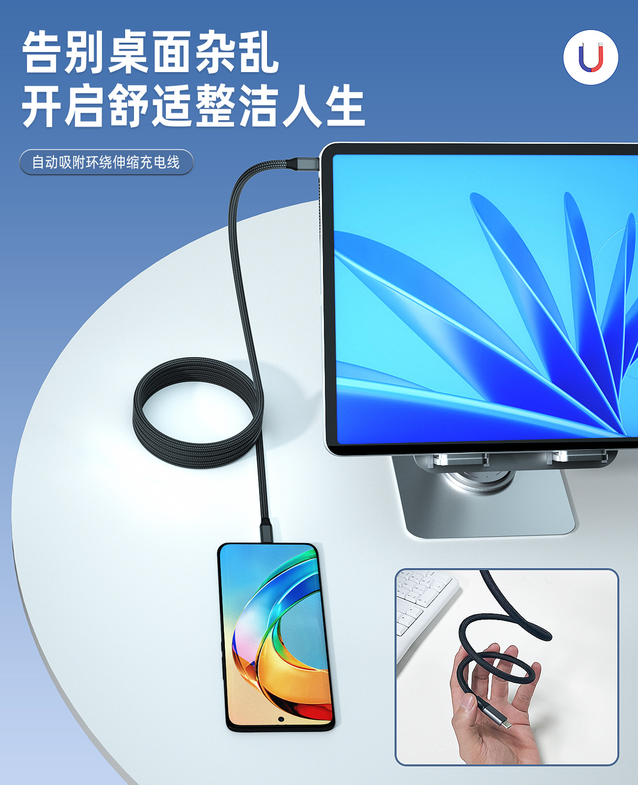 Magtame磁吸收纳全功能数据传输线20GBPS手机快充电线笔记本投屏详情3