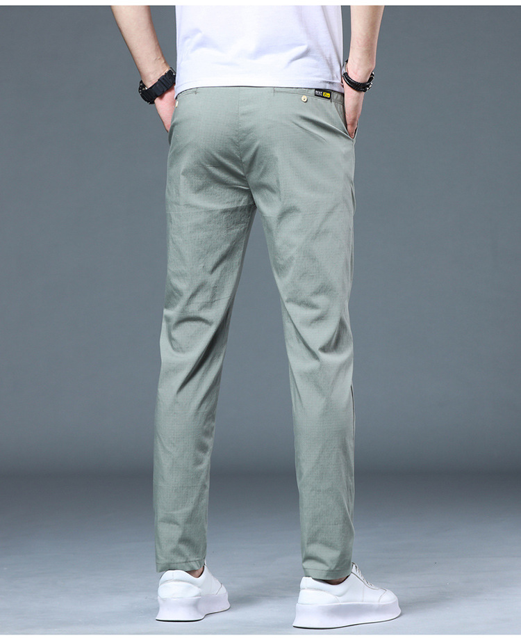 夏季薄款休闲裤男款修身直筒透气弹力冰丝百搭潮流男裤子批发凉感详情33