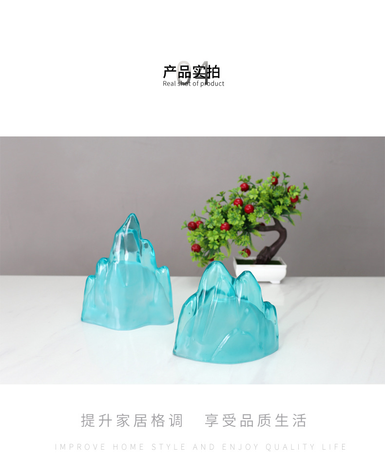 Modern new Chinese-style decorative soft furnishings, crystal rockery three-piece set, tea room window display cabinet, artistic handicrafts pic 24