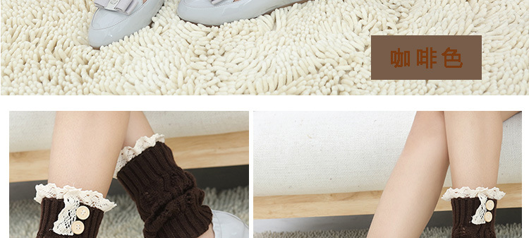Korean knitted warm leg guards for autumn and winter, sweet solid color lace cutout leg covers, loose button ankle boot covers pic 24