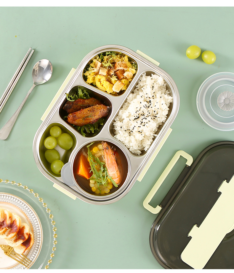 304 stainless steel insulated lunch box, rectangular sealed partition lunch box, portable student fresh-keeping box, light food lunch box pic 26