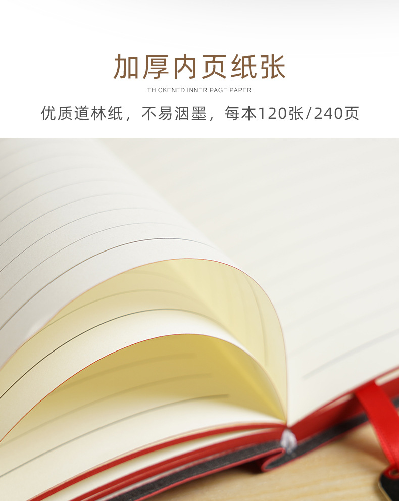 Soft leather sheepskin business high-end diary, thickened notebook gift box set, customized logo printing pic 8