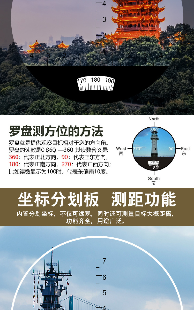 Comate 7x50 high-magnification high-definition night vision binoculars nitrogen-filled waterproof telescope with distance measurement pic 4