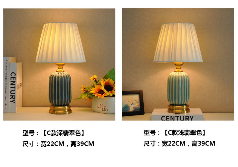 Cross-border exclusive ceramic table lamps, American Nordic style living room side table decoration, new Chinese style imperial LED energy-saving lamps pic 7