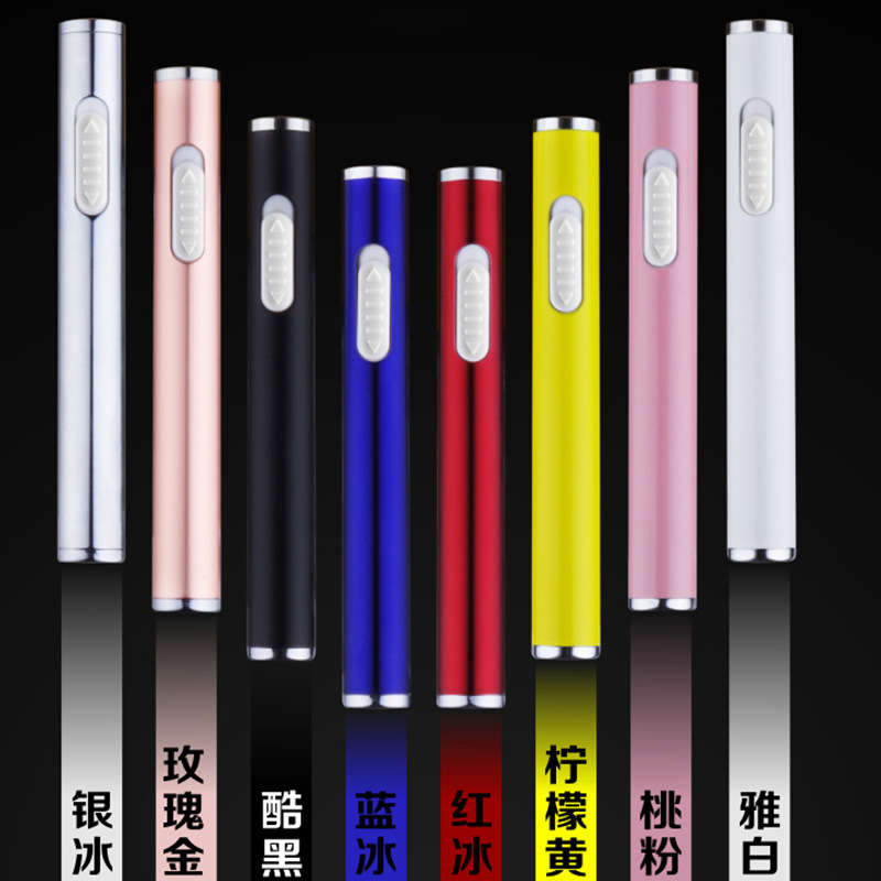 JJ820创意金属造型长条点烟器USB充电圆柱形随身携带打火机详情4