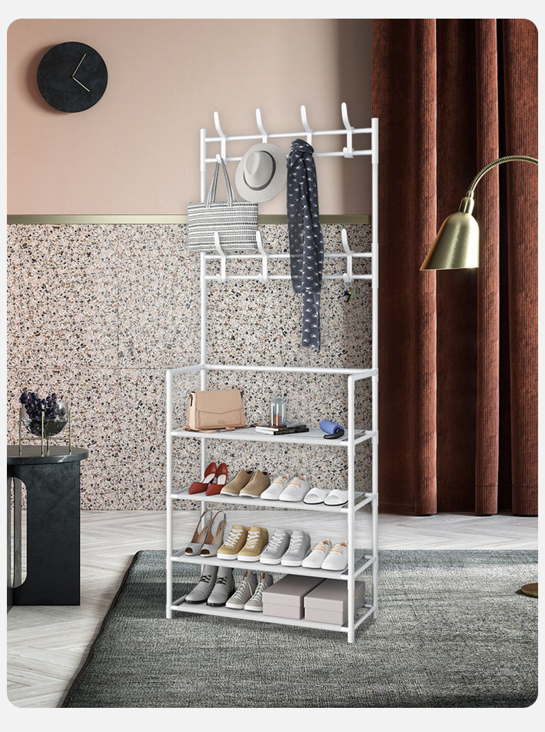 Entrance hall storage shoe rack, simple shoe and hat rack, floor coat and hat rack, integrated combination rack, bedroom and living room coat and hat rack pic 3