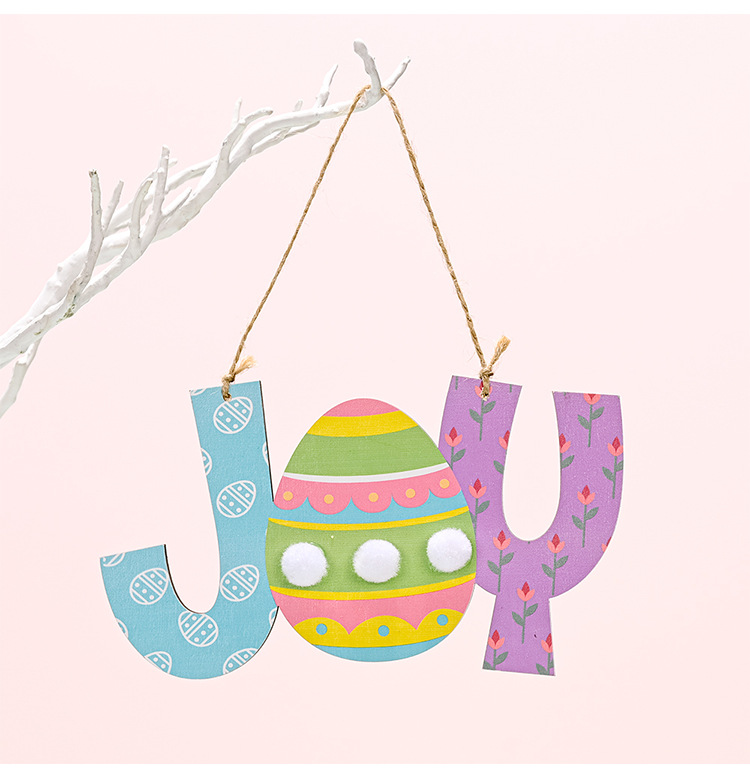 Cross-border new products: Haobei Easter Decorative wooden pendants, Easter rabbit egg pendants, and hanging ornaments pic 13