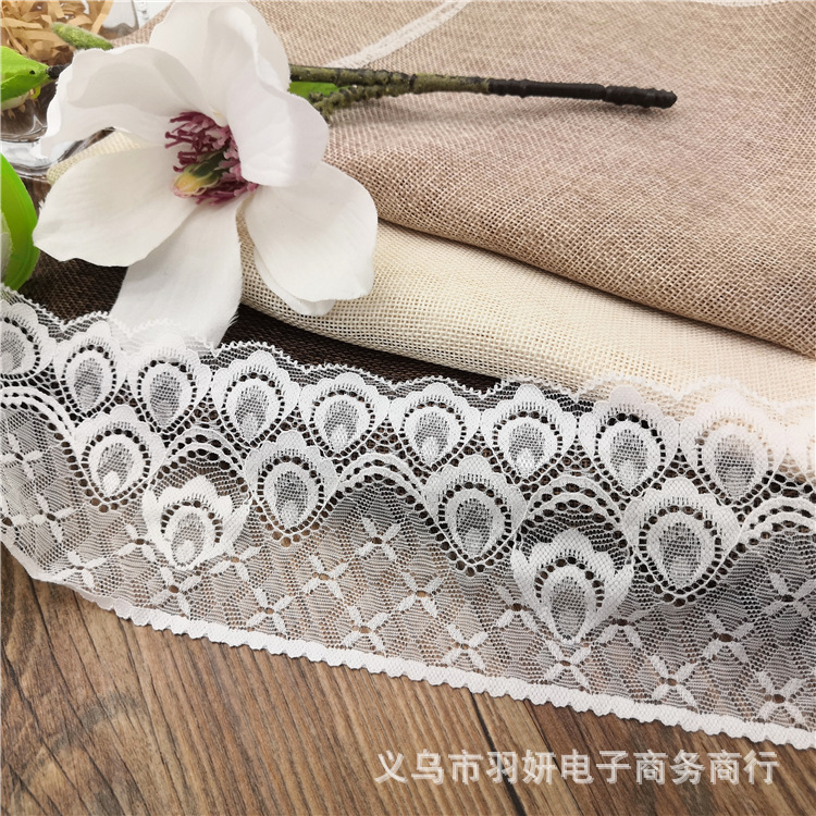 Elastic silk ribbon, lace trim, soft and skin-friendly, elastic elastic band, clothing accessory, ruffled edge, 9CM pic 11