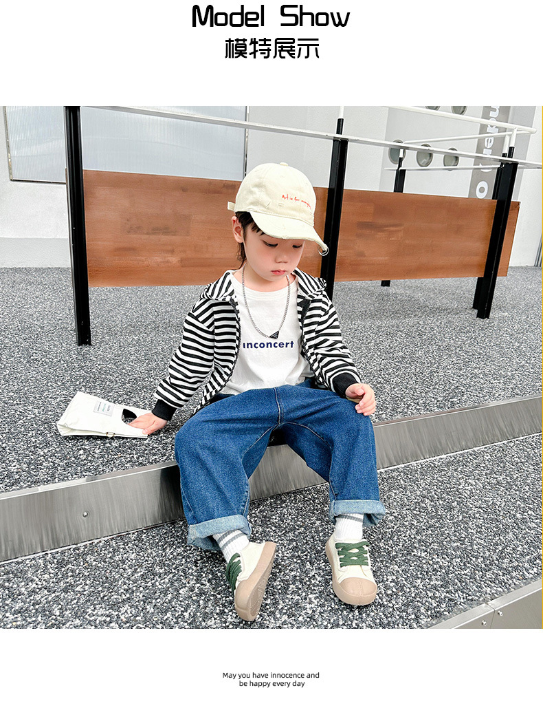 Niños primavera/otoño niños tops hombres bebé zipper abrigos niñas rayas multiplo korean version hoodie hoodies pic 6