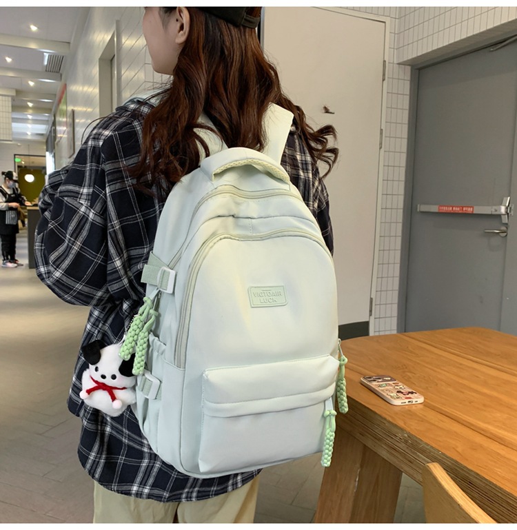 书包大容量高颜值初高中生新款双肩包大容量纯色简约防泼水背包详情18