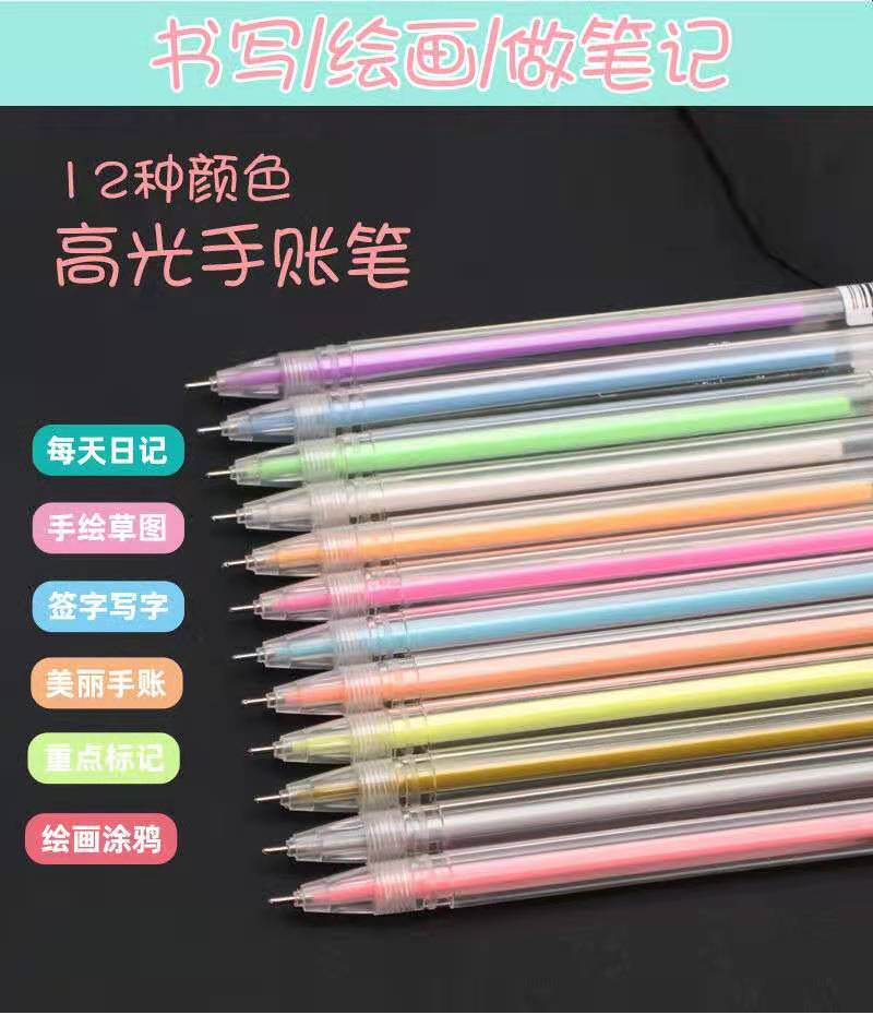 Wholesale of new high-gloss gel pens, journal pens, marker highlighters, colored high-gloss pens, diary doodles, and syringe pens pic 4