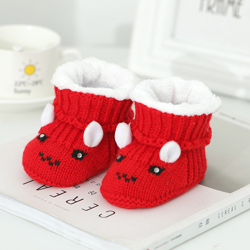 Otoño invierno 0-6 meses tejido a mano zapatos de lana de bebé cien días luna llena bebé no cae zapatos 3 más peluche zapatos de algodón engrosado pic 18