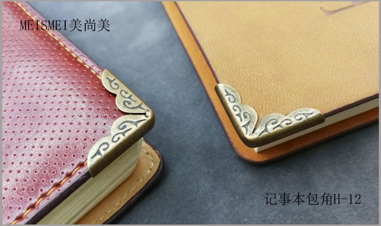 Little Yellow Ox notebook metal corner protectors, notebook corner accessories, cowhide notebook corner protectors, book corner protectors pic 4