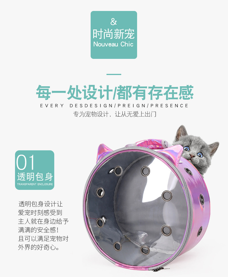 Transparent portable cat bag for going out, hamster bag for pets to take away, backpack for carrying, breathable schoolbag, space capsule cat bag pic 4