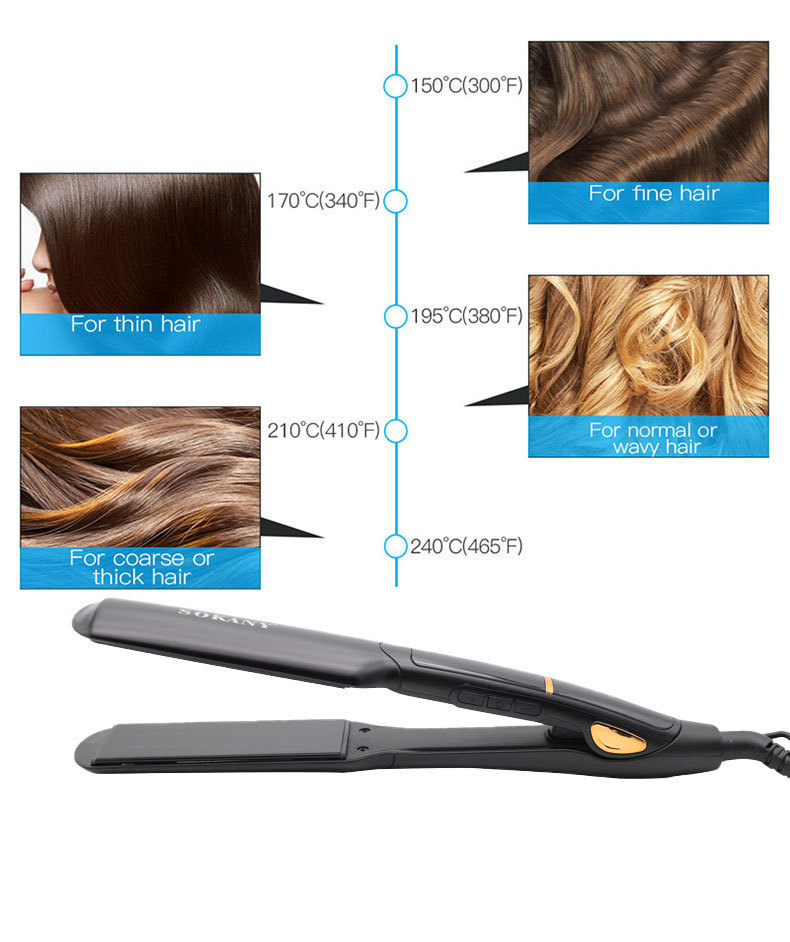 Cross-border SOKANY030 hair straightener clamp, professional household hair care clamp, LED display wide screen ceramic clamp pic 4