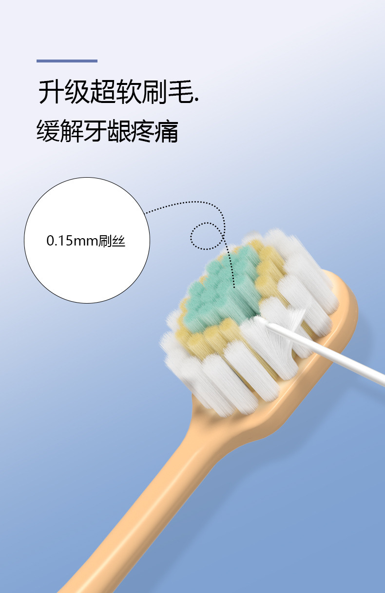 Mountain-shaped convex surface toothbrush, soft bristles, high-end tricolor toothbrush, gum protection, adult wide head, couple, household toothbrush manufacturer wholesale pic 15