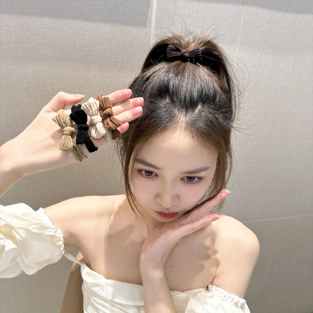 创意款简约蝴蝶结头绳大肠发圈百搭不伤发高弹力发绳加粗皮筋批发详情4