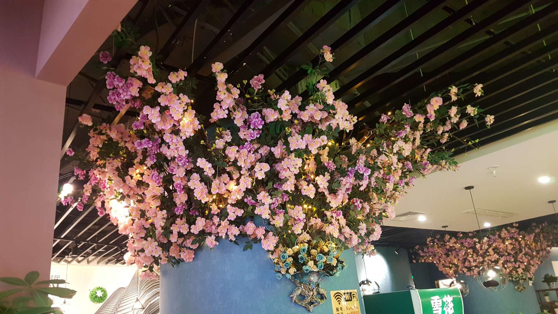 2-meter simulated extended rose flower strip, wedding decoration pipe, decorative flower, simulated vine, simulated flower, crape myrtle vine pic 1