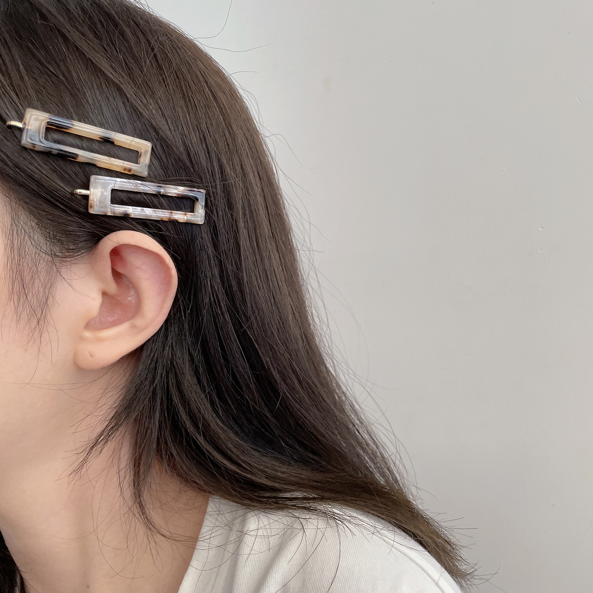 Japón y corea nuevos productos accesorios para el cabello ámbar acetato sin traza clip frente flequillo clip geométrico diosa maquillaje clip al por mayor pic 10