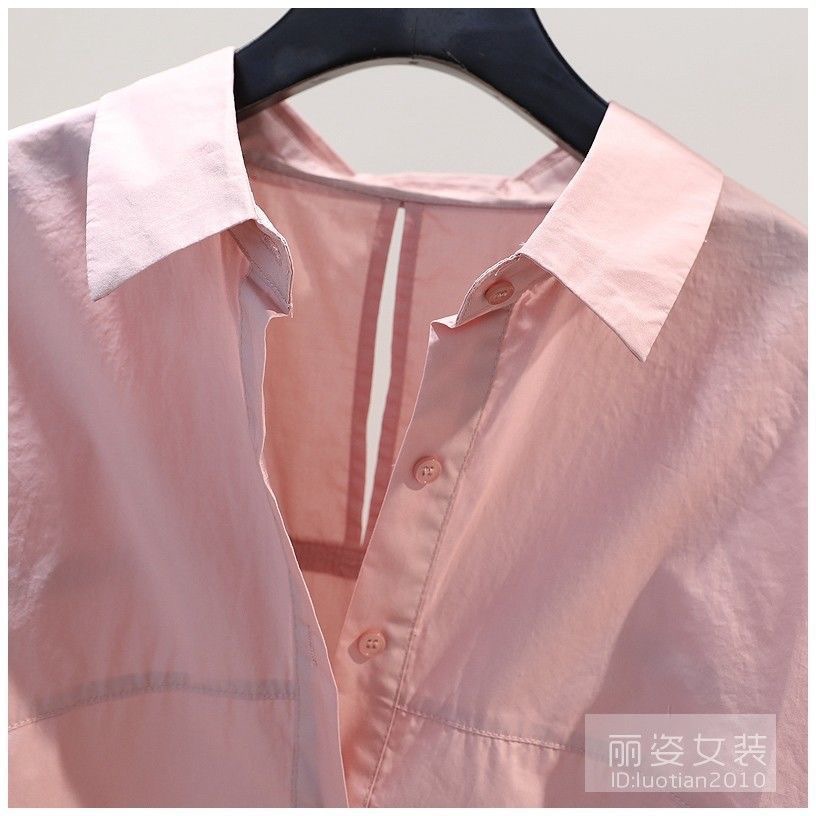 春夏秋新款新款韩版长袖小清新设计感拼接包边宽松文艺范衬衫女详情16