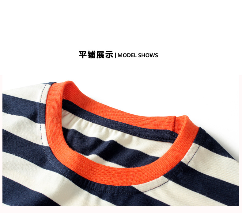 夏季童装韩版新款儿童运动短袖 大童潮款条纹上衣男童短袖t恤批发详情11