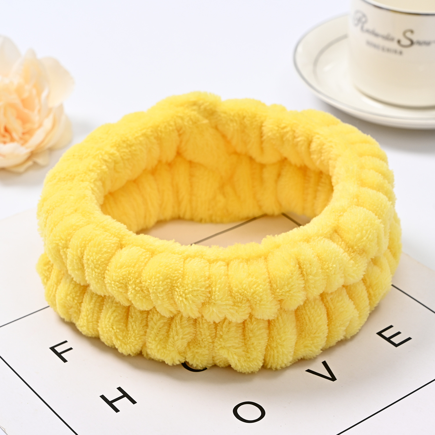 Bow face wash and hair band for girls wholesale solid color white matching makeup simple sweat-wiping wrist band flannel hair band pic 67