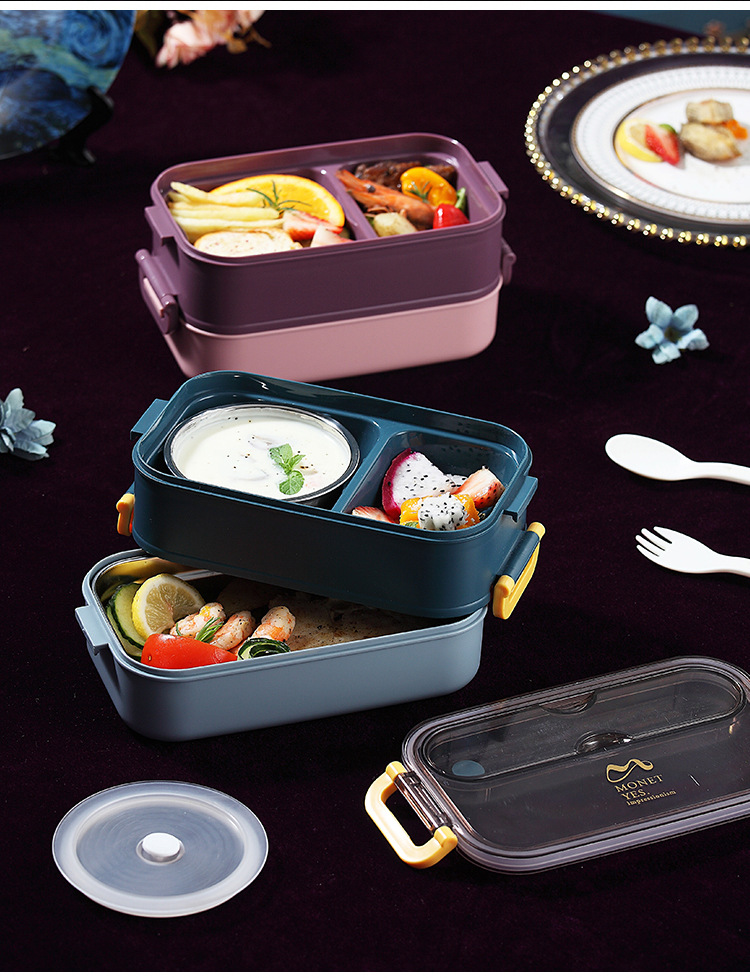 304 acero inoxidable doble asa lunch box con tazón de sopa lunch box puede ser personalizado estudiante trabajador portátil bento box pic 20