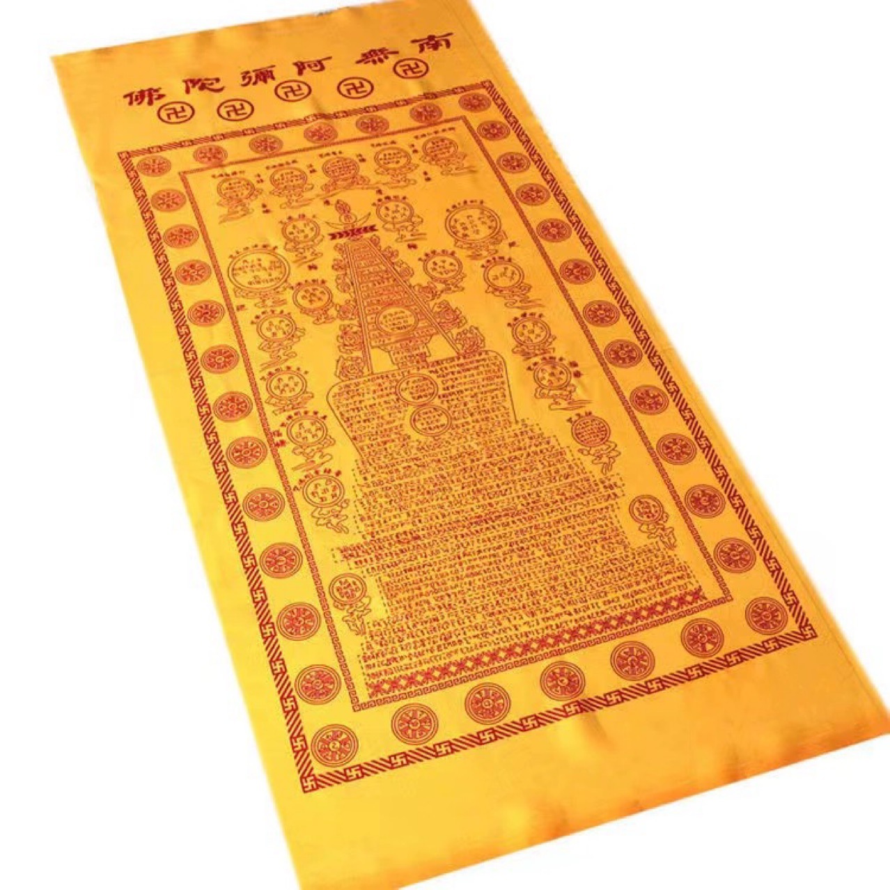 1.6-meter five-beauty satin Dharani Sutra blanket, items for the afterlife, single Dharani blanket, wholesale of Buddhist implements pic 5