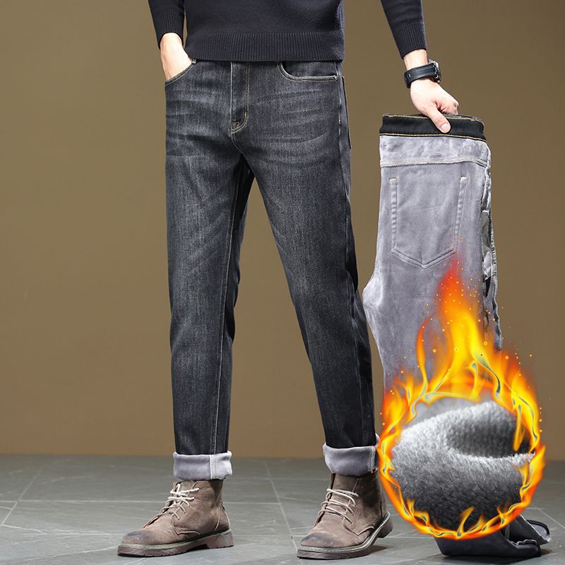 2024秋冬季新款牛仔裤男士宽松直筒休闲百搭四季大码长裤加绒可选详情14