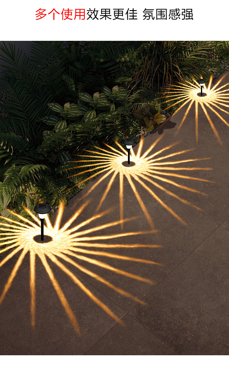Solar-powered ground plug-in lawn lights, courtyard lighting, LED waterproof grass garden, villa yard, home landscape lights pic 9