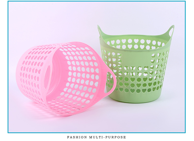 Factory wholesale household plastic storage baskets, simple dirty clothes storage baskets, circular grid hand-held dirty clothes baskets pic 15
