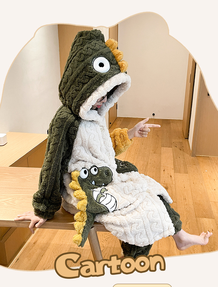 儿童睡衣秋冬季加厚款保暖法兰绒男童珊瑚绒套装中大童男孩家居服详情2