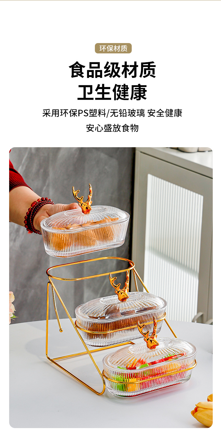 玻璃水果盘家用客厅坚果干果零食碟摆放盘新款分格下午茶点心盘子详情5