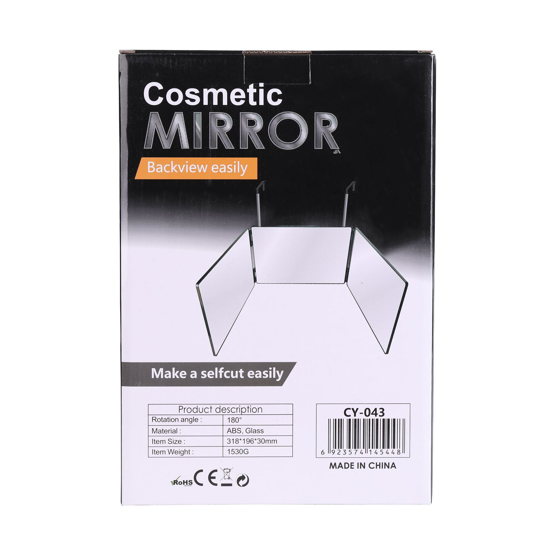 可伸缩挂钩悬挂式化妆镜带挂钩三面折叠高清镜子跨境外贸新款详情6