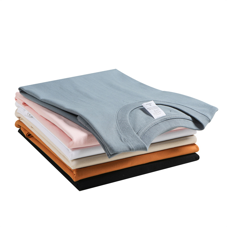 In-stock American heavy-duty casual long blank loose round-neck T-shirt, advertising shirt, team-building T-shirt, and sportswear pic 2