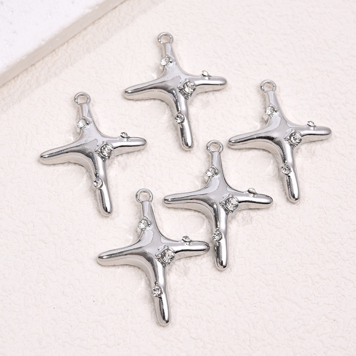 Retro and unique new alloy cross star pendant with diamond embellishments, DIY necklace earrings, accessories pic 4