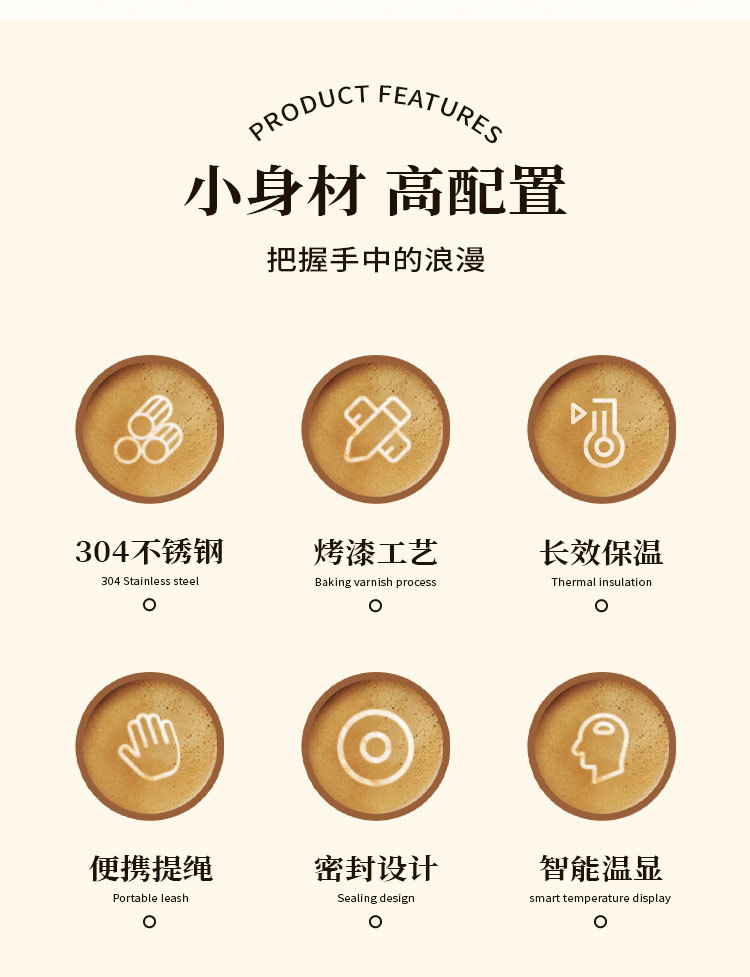 智能显温316不锈钢保温杯提绳便携户外礼品杯随行双层真空咖啡杯详情2