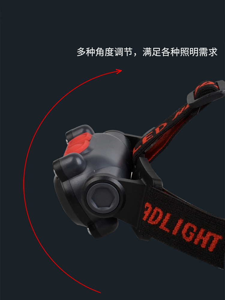 Cross-border bestseller COB+LED dual-light source lamp, USB charging red and white light charging headlamp, night running and fishing headlamp pic 9