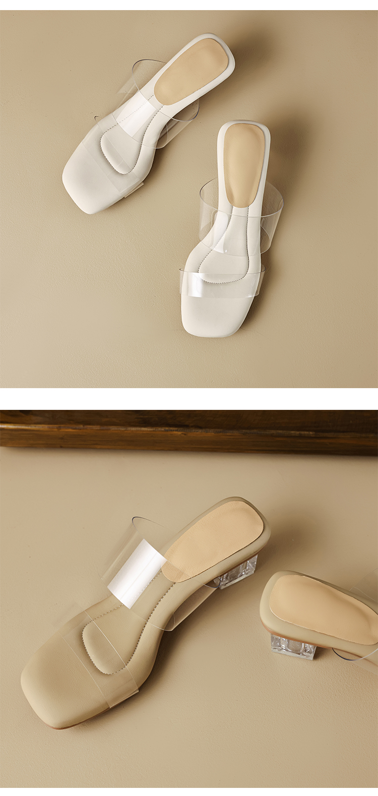 踩屎感~ 透明凉鞋女2024年夏季新款高跟鞋粗跟露趾水晶跟凉拖外穿详情14