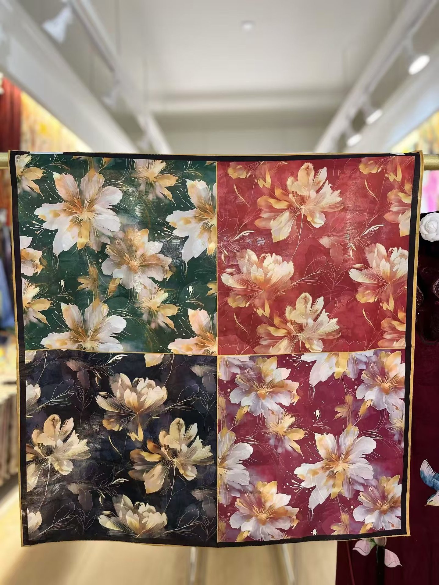 国潮香云纱花萝70*70新中式苏杭小方巾双面双色丝巾厂家代发扎染详情24